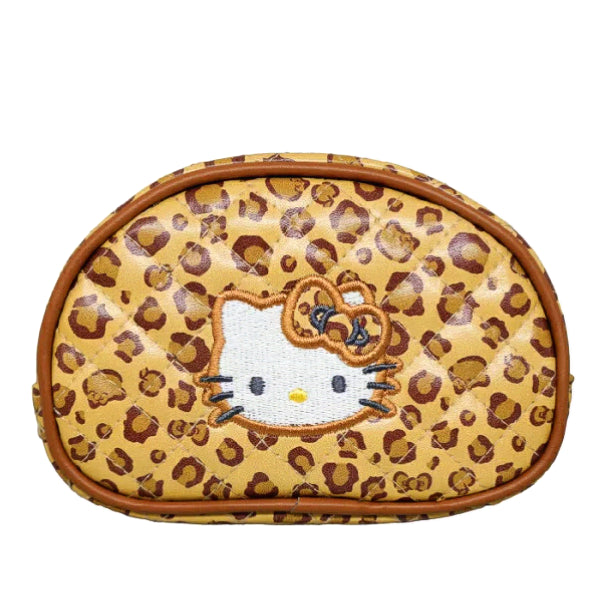 [BUNJANG] Hello Kitty Leopard Quilting Pouch with Mirror / [당일발송] 키티 레오파드 퀄팅 파우치 호피 산리오 거울 화장품 일본 정품