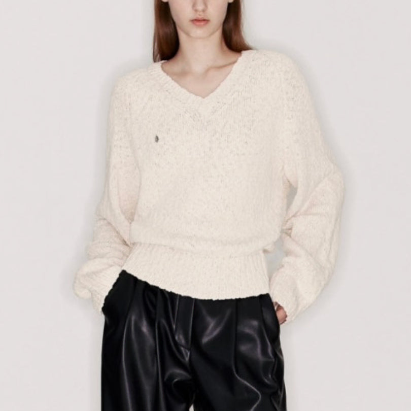 [BUNJANG] Aviamois Bukle V-Neck Knit 1 / 아비에무아 부클 브이넥니트 1
