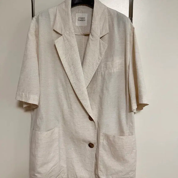 [BUNJANG] Studio Tomboy Linen Short Sleeve Jacket / 스튜디오톰보이 반팔 린넨 자켓 F 몇번 착용안함