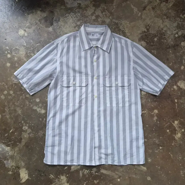 [BUNJANG] Lemaire x Uniqlo Striped Short-Sleeve Shirt / M) 르메르 X 유니클로 유니클로U 콜라보 스트라이프 반팔 셔츠 남방