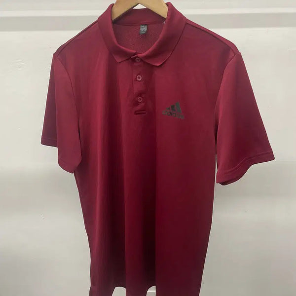 [BUNJANG] Adidas Solid Short Sleeve Polo T-Shirt / 105)아디다스 기능성 폴로 솔리드 반팔 카라 티셔츠