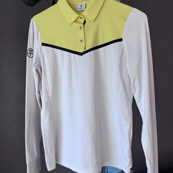 [BUNJANG] Castelbajac Women's Golf Long Sleeve T-Shirt Yellow/White / 까스텔바작 여성 골프 긴팔 티셔츠 90 옐로우/화이트