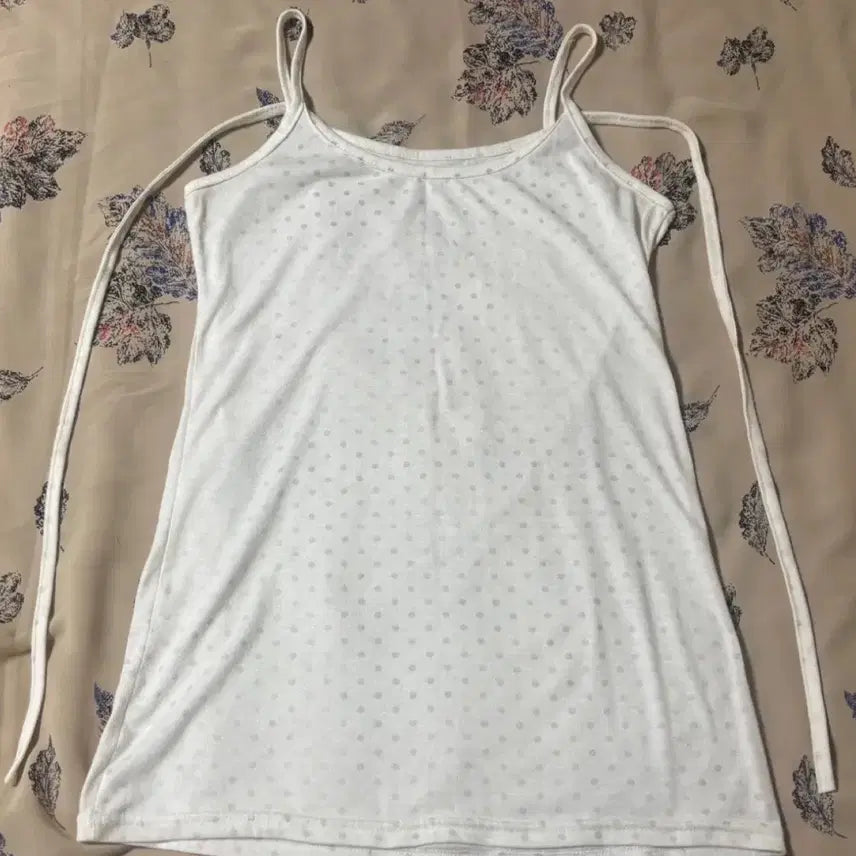 [BUNJANG] Layered Cami Dot Pattern Sleeveless Top / 레이어드 나시 미사용제품