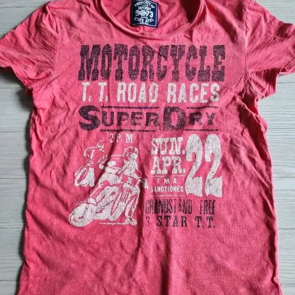[BUNJANG] Superdry Pink Graphic T-Shirt / 슈퍼드라이 핑크색 그래픽 티셔츠