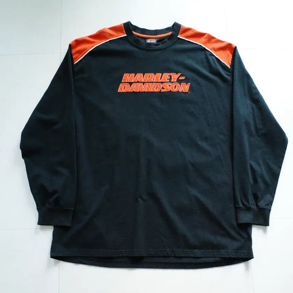 [BUNJANG] Harley-Davidson 2007 Color Block Embroidery Long Sleeve T-Shirt (2XL) / [2XL] 07s 정품 할리데이비슨 배색 자수 롱슬리브