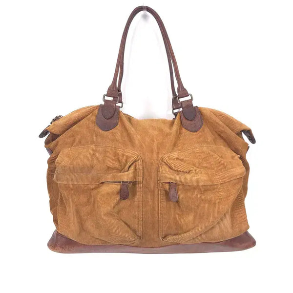 [BUNJANG] Thursday Island Caramel Corduroy Leather Boston Bag / 써스데이아일랜드 카라멜 코듀로이 레더 배색 보스턴백