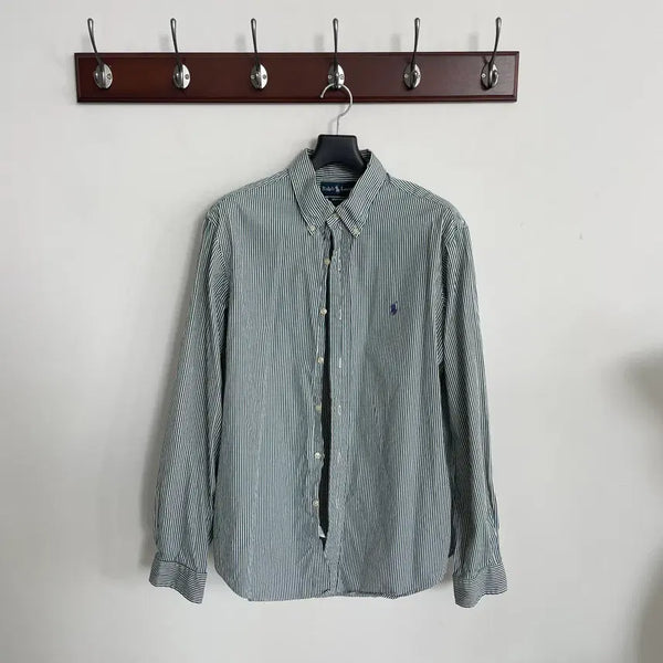 [BUNJANG] Polo Ralph Lauren Green Stripe Shirt / 폴로 랄프로렌 그린 스트라이프 셔츠