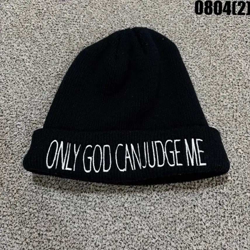 [BUNJANG] ONLY GOD CAN JUDGE ME Embroidered Beanie Hat / 비니 모자 검정색 ONLY GOD CAN JUDGE ME 0804