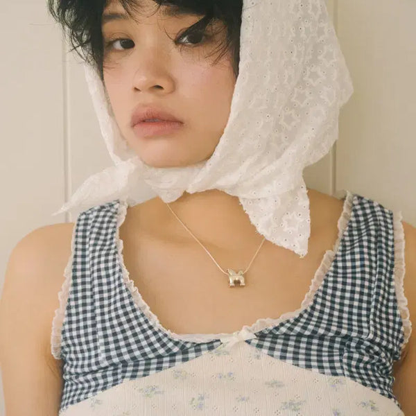 [BUNJANG] Shariki Position Lace Top - Blue / 샤키리 포지 레이스 탑 나시 블루