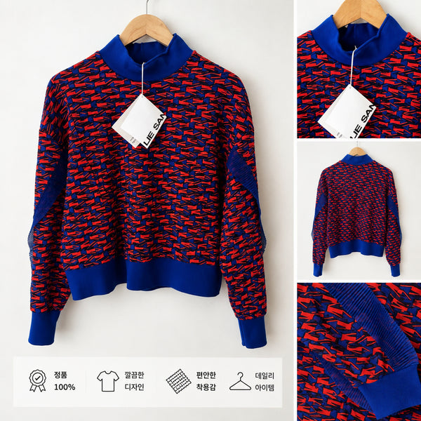 [BUNJANG] Lee Sang Bong IGBONG Pattern High Neck Sweatshirt / 이상봉(ICBONG) 패턴 하이넥 맨투맨 85 A379