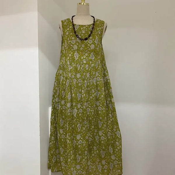 [BUNJANG] India Paisley Long Dress Olive Green / India 올리브그린 페이즐 롱OPS