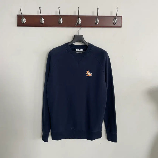 [BUNJANG] Maison Kitsuné 20ss Chillax Fox Patch Classic Navy Sweatshirt / 메종 키츠네 20ss 칠랙스 폭스 패치 클래식 네이비 맨투맨