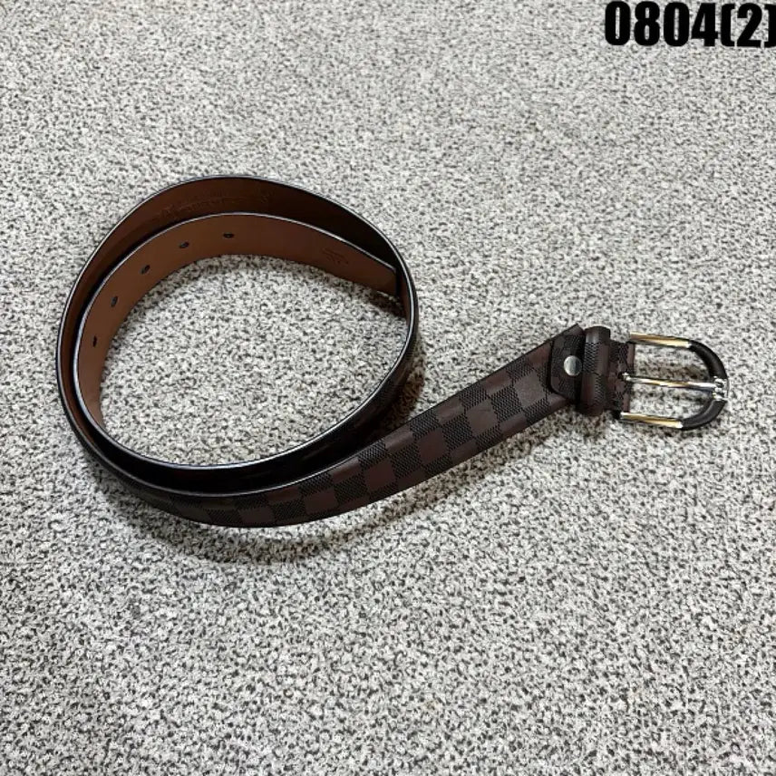 [BUNJANG] Check Pattern Belt Brown / 체크 벨트 브라운 0804