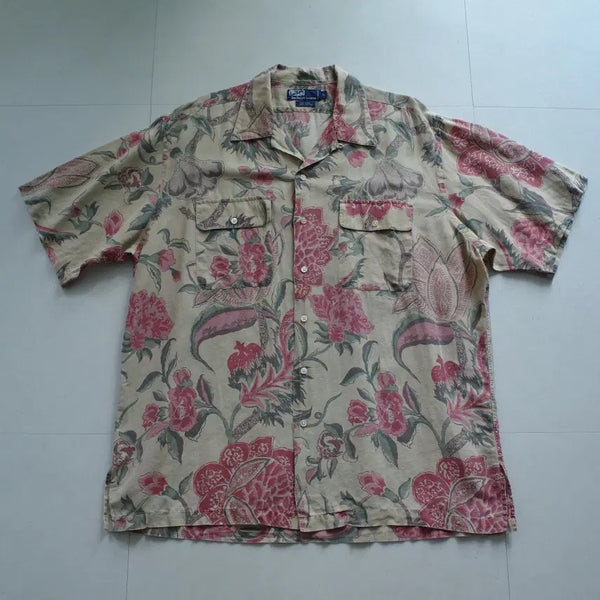 [BUNJANG] Polo Ralph Lauren 90s Linen-Cotton Floral Aloha Shirt / [L] 올드폴로 90s 리넨코튼 플로럴 아로하 셔츠