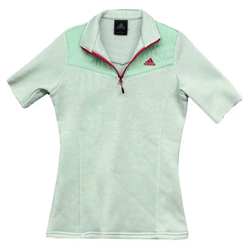[BUNJANG] Adidas Mint Logo Functional Half-Zip T-Shirt / 아디다스 민트 로고 기능성 반집업 반팔 85