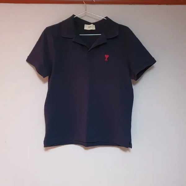 [BUNJANG] Ami Small Heart Logo Polo Shirt Navy L / 아미 스몰 하트로고 카라티 네이비 L