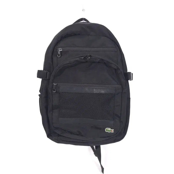 [BUNJANG] Lacoste Black Mesh Pocket Nylon Backpack / LACOSTE 블랙 메쉬 포켓 나일론 백팩