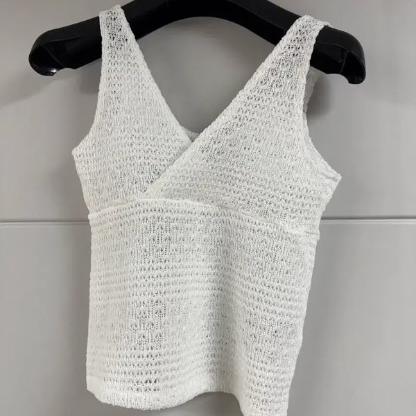 [BUNJANG] Knit Crochet Sleeveless Top / 새상품)니트 크로세 나시 탑
