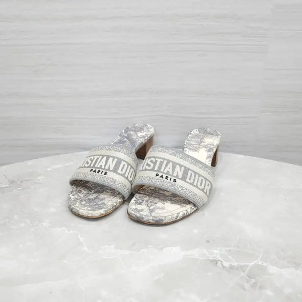 [BUNJANG] Dior Twill de Jouy Dway Heel Slides 36.5 / 36.5 / 디올 트왈드주이 디웨이 힐 슬라이드 KCQ902TJE