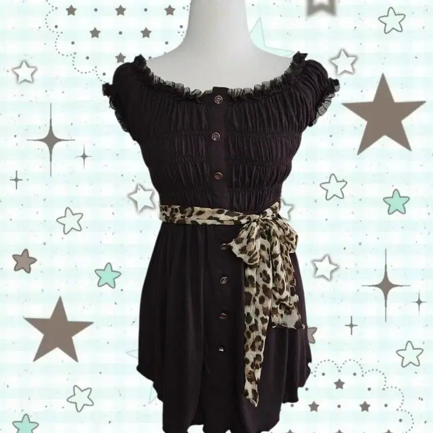 [BUNJANG] Cecil McBee Brown Leopard Print Tunic Top / 고전 세실맥비 브라운 레오파드 호피 튜닉 탑 공겜여주 고딕 헤이세이 오네갸루 로걀탑 로걀 라떼갸루 엑시즈팜 리즈리사 깔 y2k 핀터깔 짜잔씨