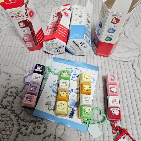 [BUNJANG] Sanrio 4-Grid LED Keycap Keychain / 산리오 4구 led 키캡 키링
