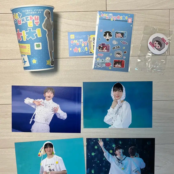 [BUNJANG] NCT WISH Ryo Birthday Cafe POB Pin Button, Sticker, Cup, Postcard, Photocard Set / 엔시티 위시 료 생카 특전 핀버튼 스티커 생카컵 엽서 포카