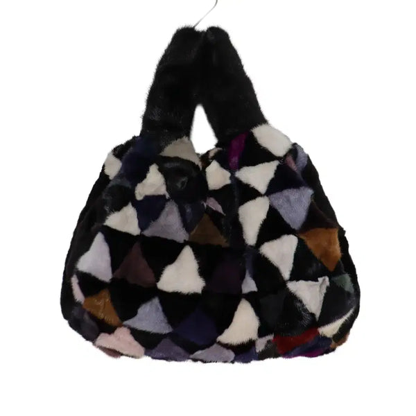 [BUNJANG] Multi-color Mink Tote Bag / 멀티컬러 밍크 토드백 리얼퍼 퍼백 핸드백