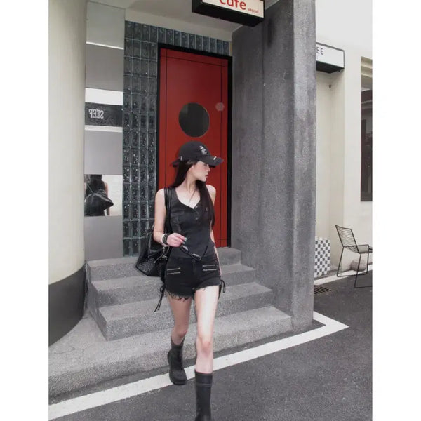 [BUNJANG] HYTEMOLY Vintage Grey Embroidered Patch Pocket Tank Top / HYTEMOLY 티셔츠 나시 빈티지 그레이 자수 패치 포켓 나시티
