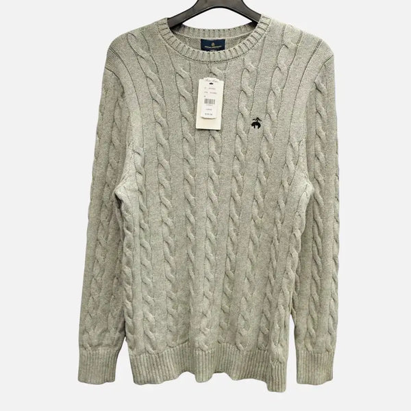 [BUNJANG] Brooks Brothers Grey Supima Cable Knit Sweater L / 브룩스 브라더스 그레이 수피마 케이블 니트 스웨터 L