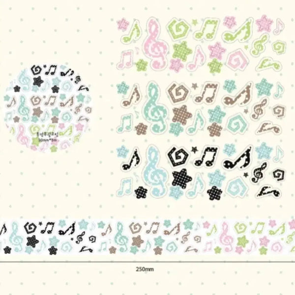[BUNJANG] 1m Musical Notes Kiss Cut Sticker Roll / 1m 로지스티커 도트음표 키스컷