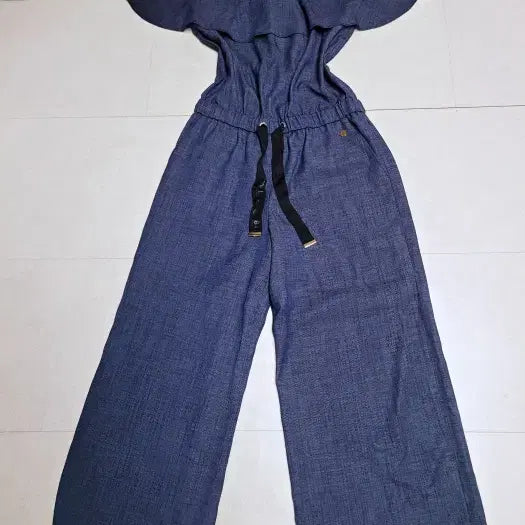 [BUNJANG] Hansem Bird Blue Seersucker Jumpsuit / 버드 한섬 블루 시어서커 점프수트  폴1356