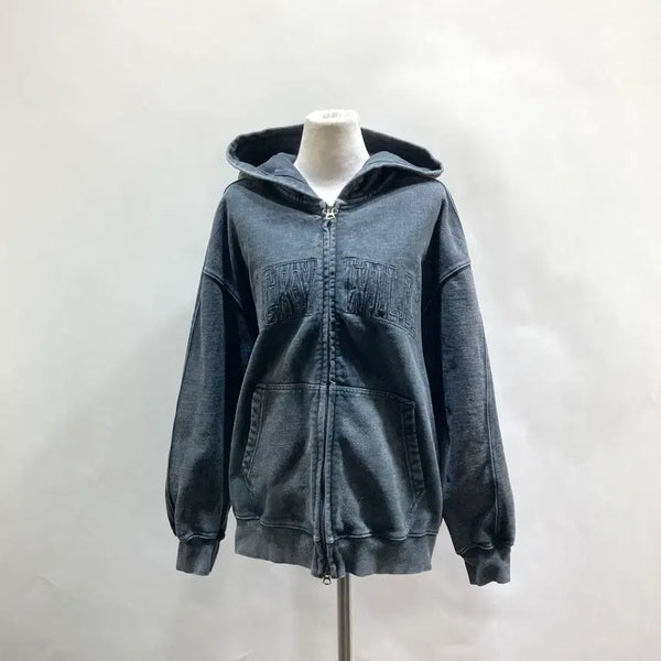 [BUNJANG] Waki Willy Washing Grey Hoodie Zip-up (Size S) / 와키윌리 후디집업 워싱그레이 S 영구제 중고장터