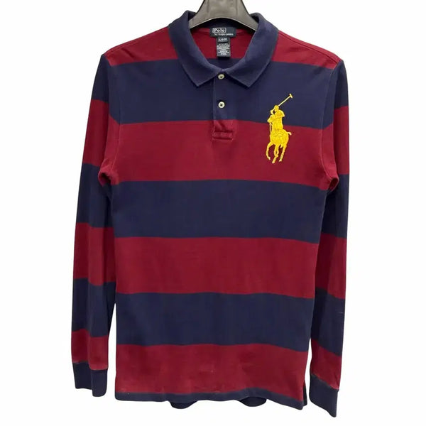 [BUNJANG] Polo Ralph Lauren Big Pony Burgundy Navy Stripe Rugby Shirt XL / 폴로 랄프로렌 빅포니 버건디 네이비 스트라이프 럭비셔츠 XL