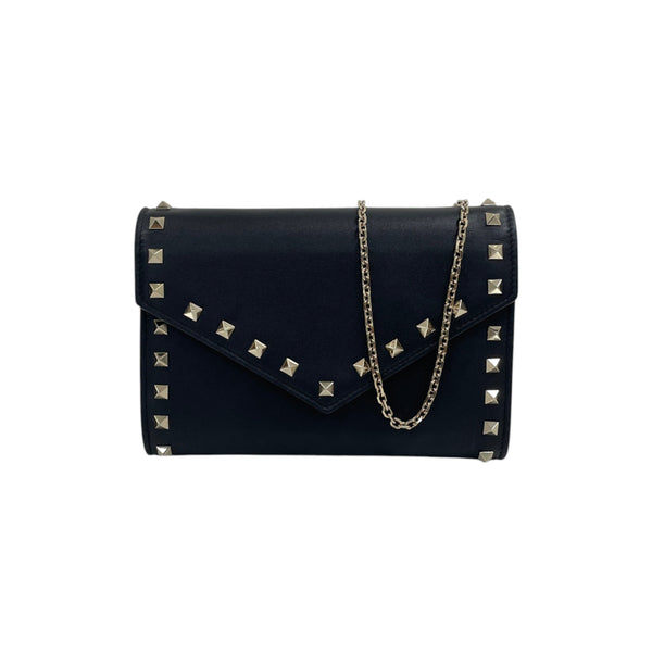 [BUNJANG] Valentino Rockstud WOC Mini Pouch Chain Crossbody Bag Black Leather / 발렌티노 락스터드 WOC 미니 파우치 체인 크로스백