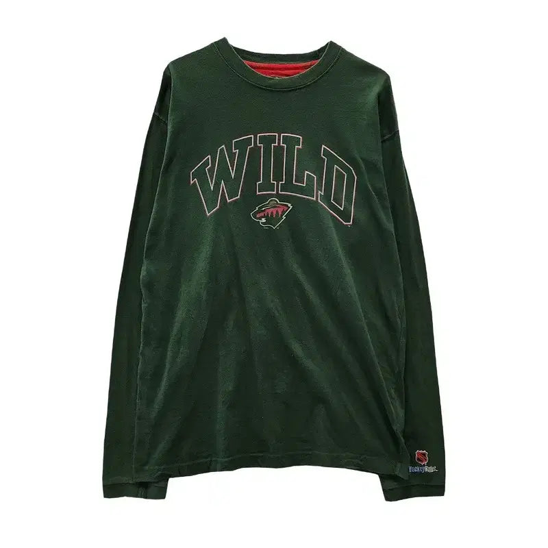 [BUNJANG] Vintage Old School Deep Green Long Sleeve T-Shirt - L / 빈티지 올드스쿨 WILD 딥그린 긴팔 티 L
