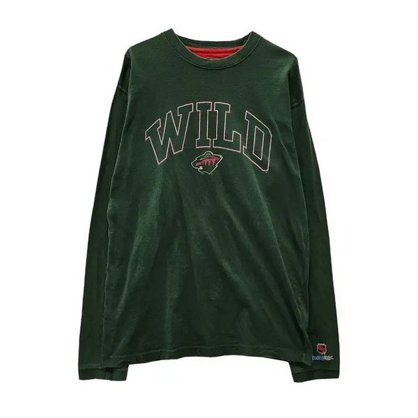 [BUNJANG] Vintage Old School Deep Green Long Sleeve T-Shirt - L / 빈티지 올드스쿨 WILD 딥그린 긴팔 티 L
