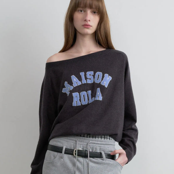 [BUNJANG] Rola Rola Logo Knit Charcoal / 로라로라 로고 니트 차콜