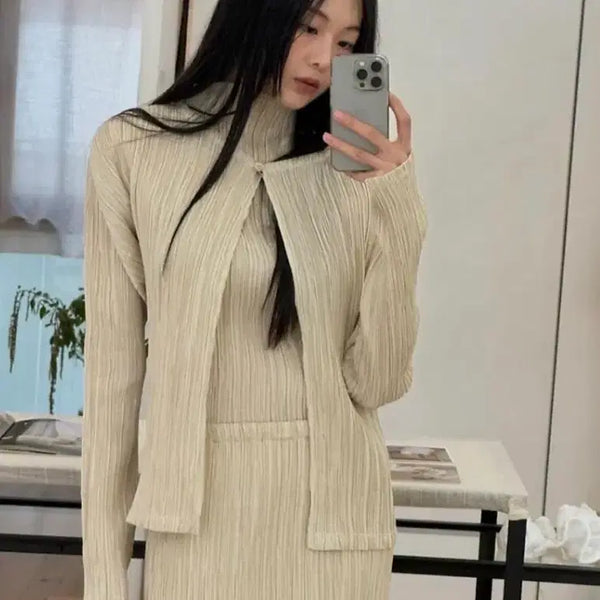 [BUNJANG] LE17 FREYA Pleats Cardigan Top / le17 FREYA PLEATS CARDIGAN 플리츠 탑 가디건