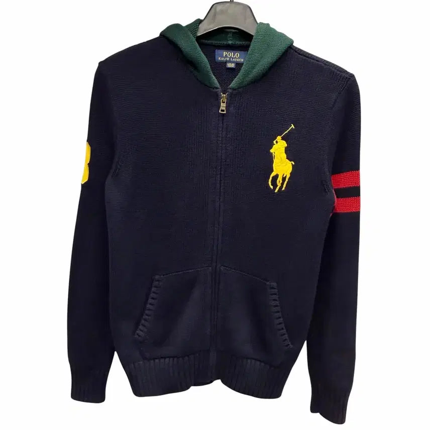 [BUNJANG] Polo Ralph Lauren Big Pony Knit Hooded Zip-Up Navy OS / 폴로 랄프로렌 빅포니 네이비 니트 후드집업 OS