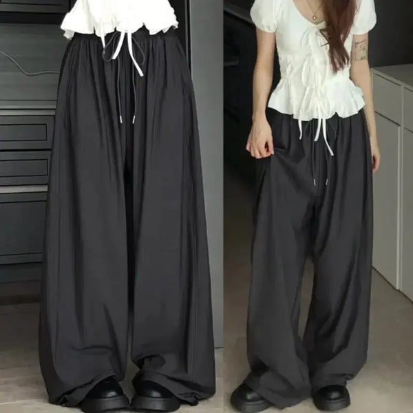 [BUNJANG] Summer Wide Pants Charcoal / 여름 와이드 팬츠 차콜