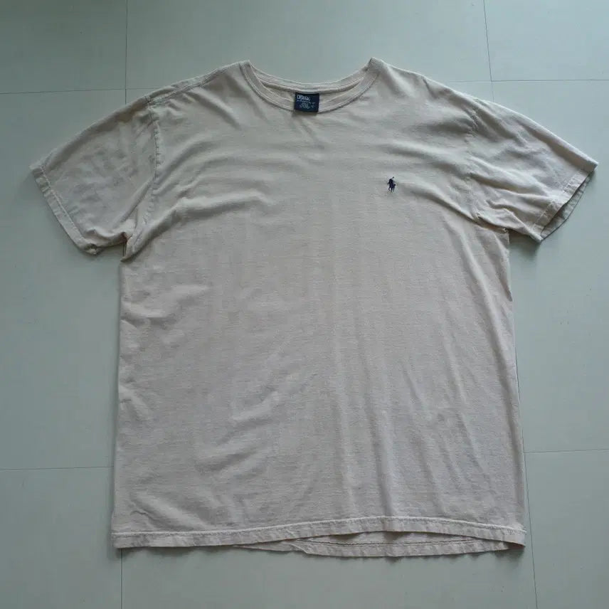 [BUNJANG] Polo Ralph Lauren 90s Cream Beige Half-Sleeve T-Shirt (Size L) / [L] 올드폴로 90s 미제원단 크림베이지 반팔티
