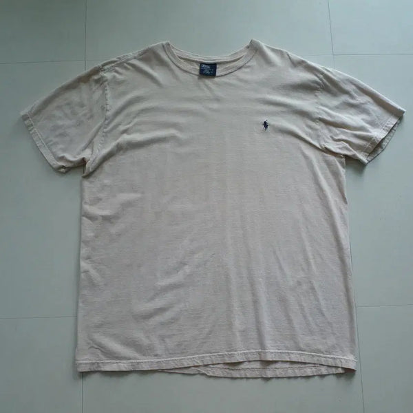 [BUNJANG] Polo Ralph Lauren 90s Cream Beige Half-Sleeve T-Shirt (Size L) / [L] 올드폴로 90s 미제원단 크림베이지 반팔티