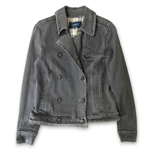 [BUNJANG] Burberry 00s UK-Made Grey Double-Breasted Denim Jacket Size S / 버버리 00s OG 영국제 그레이 더블 브레스트 데님 자켓 S
