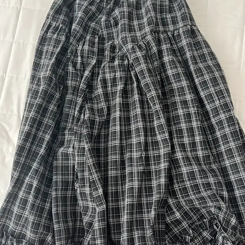 [BUNJANG] Checkered Frill Long Skirt / 체크 프릴 스커트
