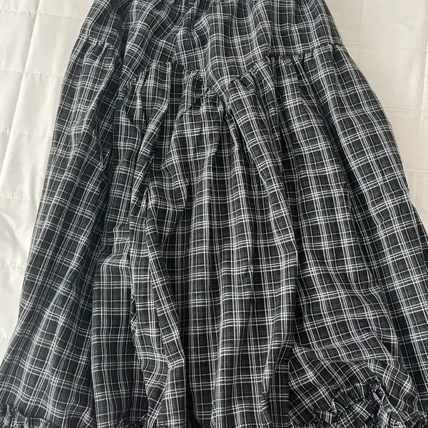 [BUNJANG] Checkered Frill Long Skirt / 체크 프릴 스커트