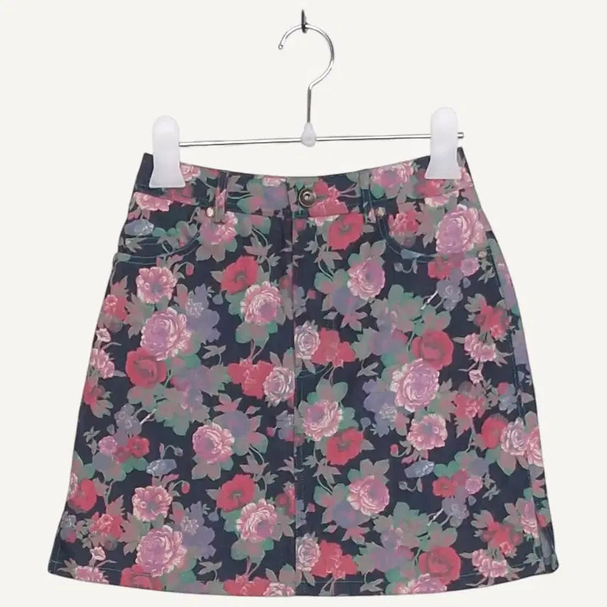 [BUNJANG] CTBRZ Flower Mini Denim Skirt / 시티브리즈 CTBRZ 플라워 미니 데님 치마 S_A676
