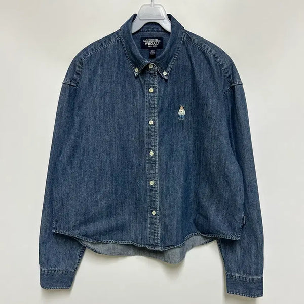 [BUNJANG] WHO.A.U Steve Cropped Denim Shirt - Women's M / [여자-95]후아유 스티브 크롭 데님 셔츠