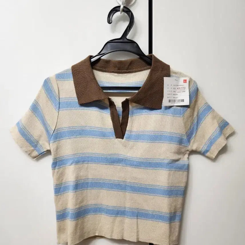 [BUNJANG] Striped Cropped Collar Knit (New with Tags) / 크롭 카라니트(택달린새상품)