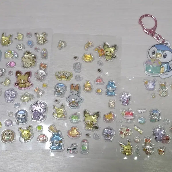 [BUNJANG] Pokemon 3D Stickers & Keychain Set / 포켓몬스터 입체 스티커 + 키링