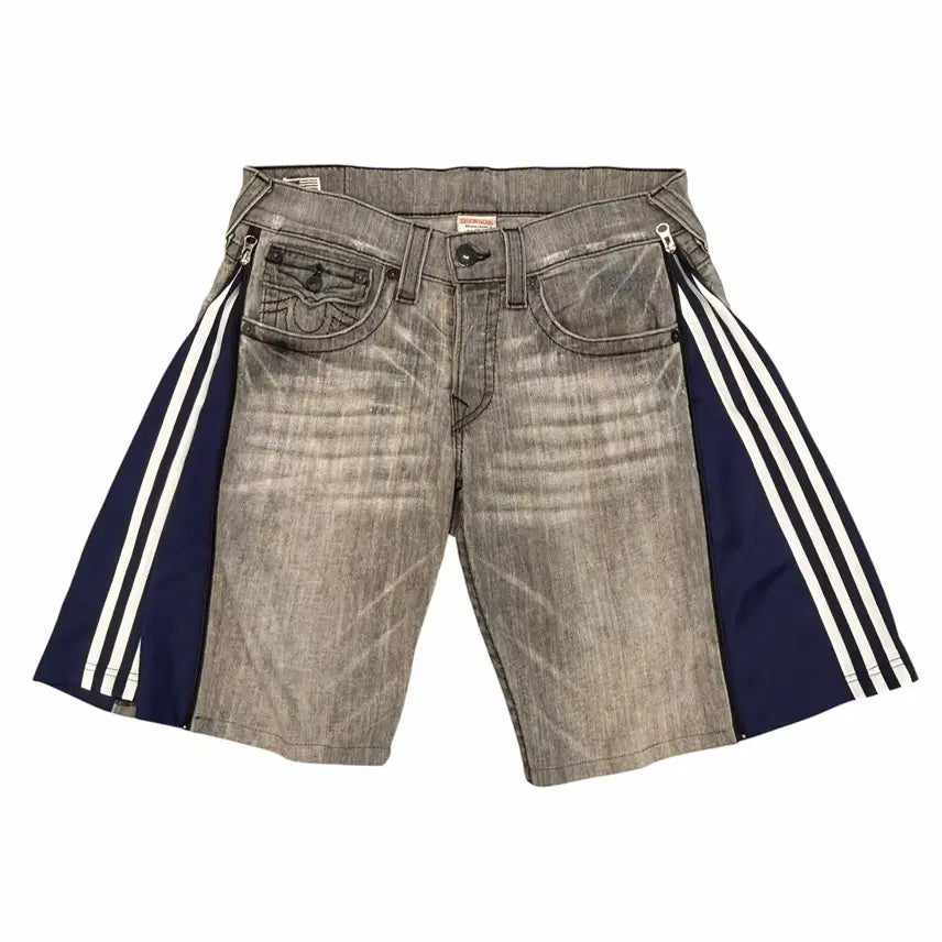 [BUNJANG] True Religion Adidas Custom Denim Shorts 34 Inch / 트루릴리전 아디다스 커스텀 데님 쇼츠 34 inch